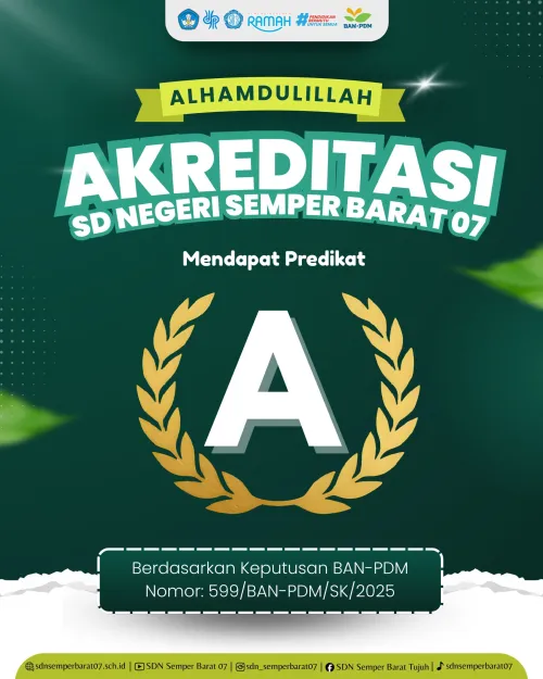 SD Negeri Semper Barat 07 Raih Akreditasi A Setelah 10 Tahun di Akreditasi B
