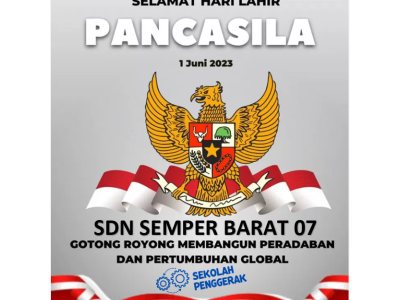 KEPALA SDN SEMPER BARAT 07 MEMIMPIN LANGSUNG UPACARA HARI LAHIR PANCASILA 1 JUNI 2023